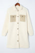 Contrast Flap Pocket Single Breasted Teddy Coat